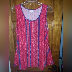 LuLaRoe Perfect Americana Tank Top Swing, 2XL, Red White Blue